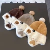Baby hats for autumn and winter, little bear knitted cute ear-protecting woolen hats for boys, boys and girls for warmth in winter Specification image